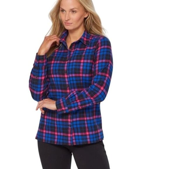 Duluth Trading Swingin Flannel Shirt Womens Size 4X Outdoor Camping Gorpcore - Picture 1 of 7